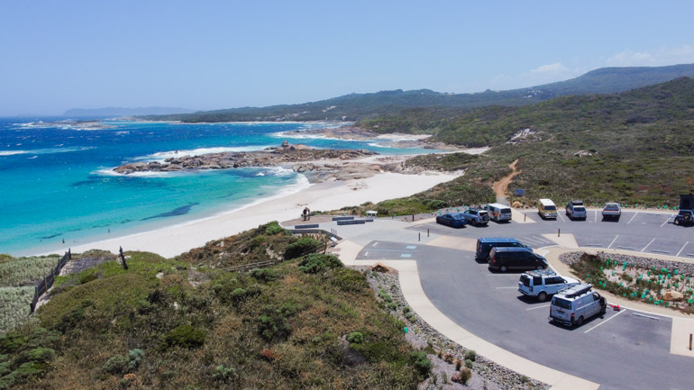 Lights Beach, Staircase to Beach on western end.